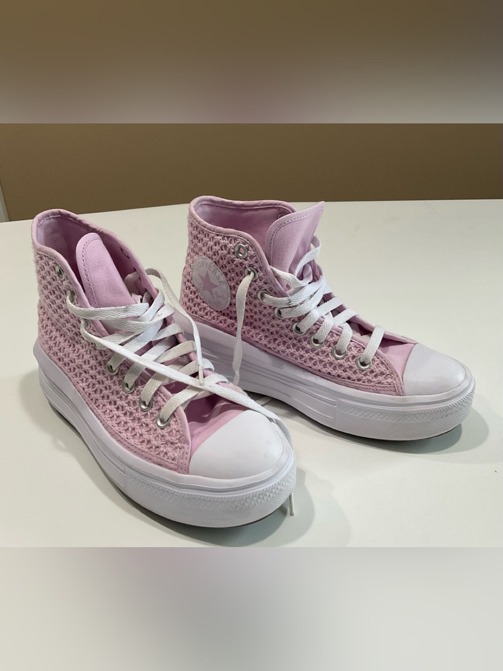 ☀️ All Star Converse Girl’s Textured Textile Thick Rubber Platform Shoes, 4.5